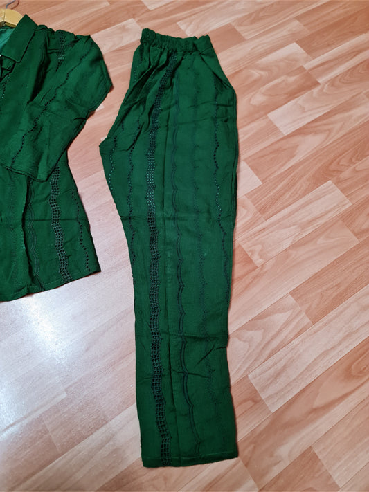 Dark Green Eyelet Co-Ord Set