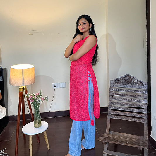 Bodyfit Side Tassel Long Kurti