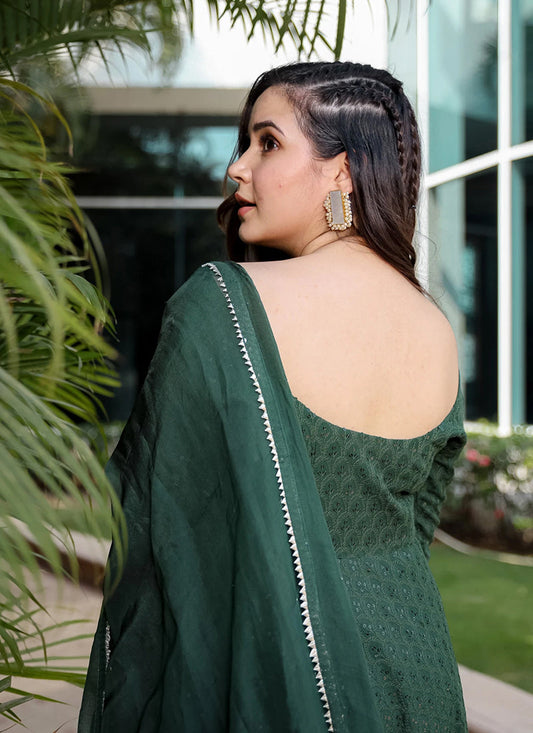 Flowing georgette sharara with delicate Lucknowi chikankari embroidery. tune share more_vert