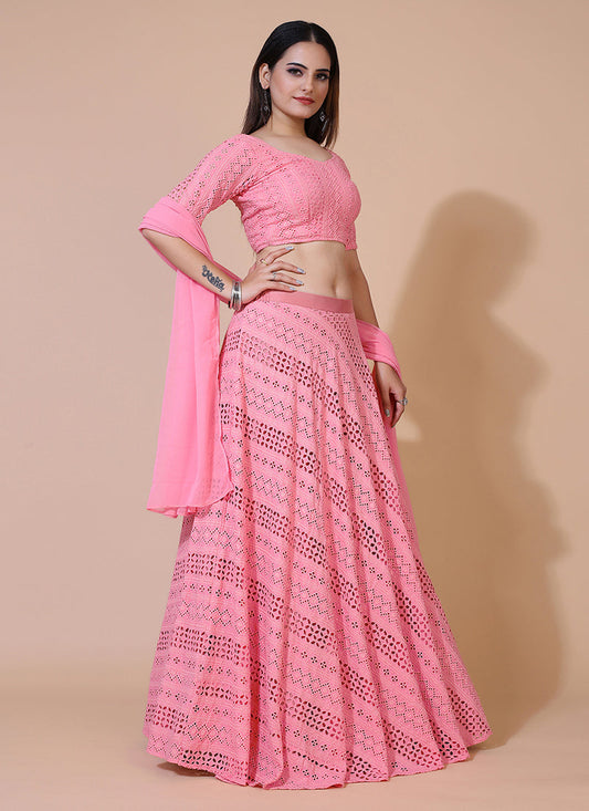 Pretty baby pink lehenga choli, perfect for weddings and festive occasions.