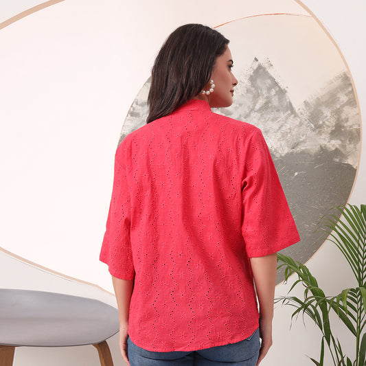 Barbie Pink Mull Cotton Hakoba Shirt and Cotton Bra Combo