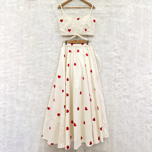 Heart Embrodiered Ready To Wear Lahenga Choli