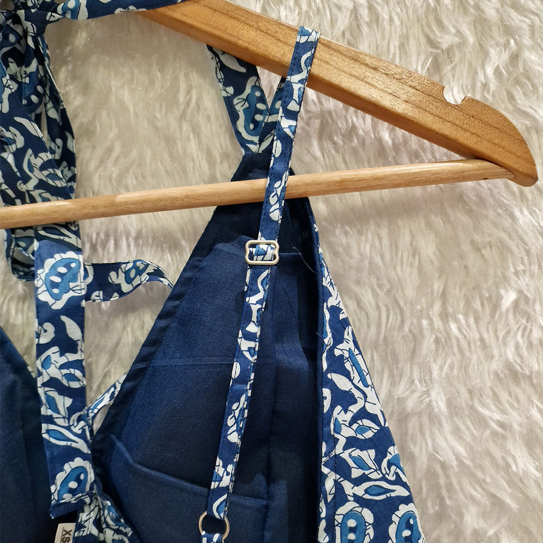 Blue paisley Printed Cotton Halter Neck Removable Padded Top