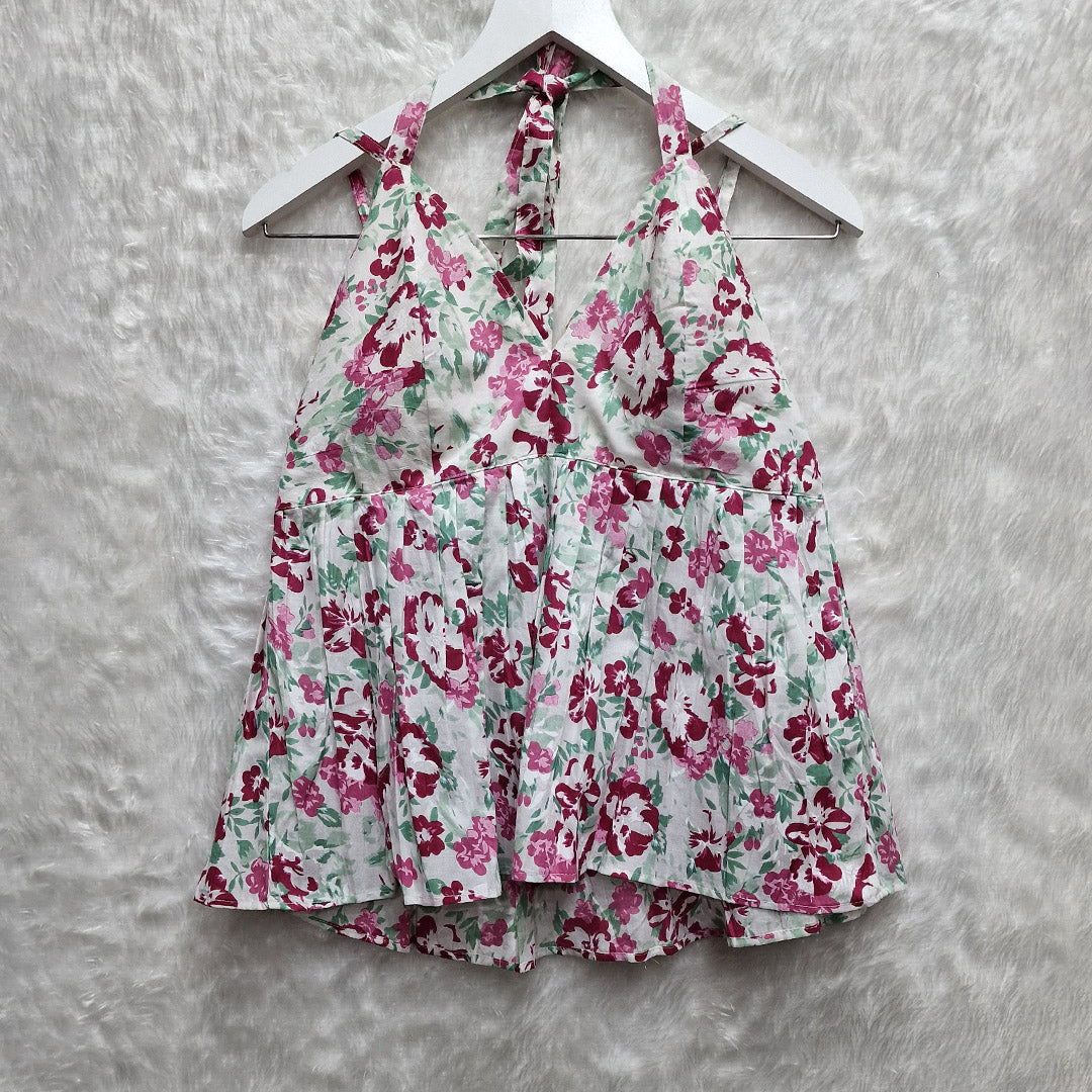 Multy Color Floral Printed Halter Neck Cotton Removable Padded Top