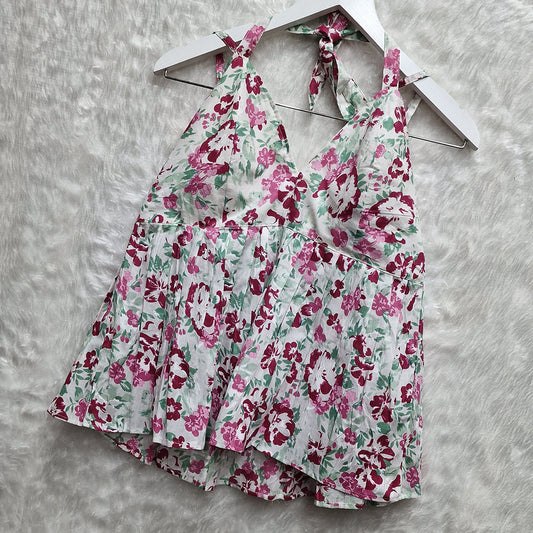 Multy Color Floral Printed Halter Neck Cotton Removable Padded Top