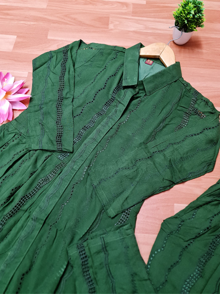 Dark Green Eyelet Co-Ord Set