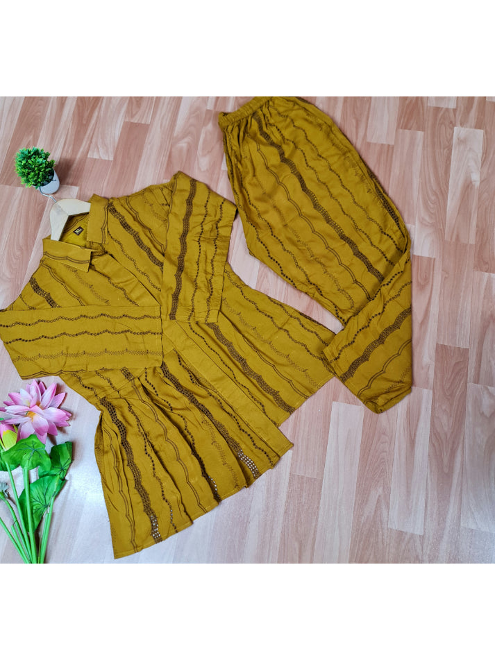 Musturd Eyelet Co-Ord Set
