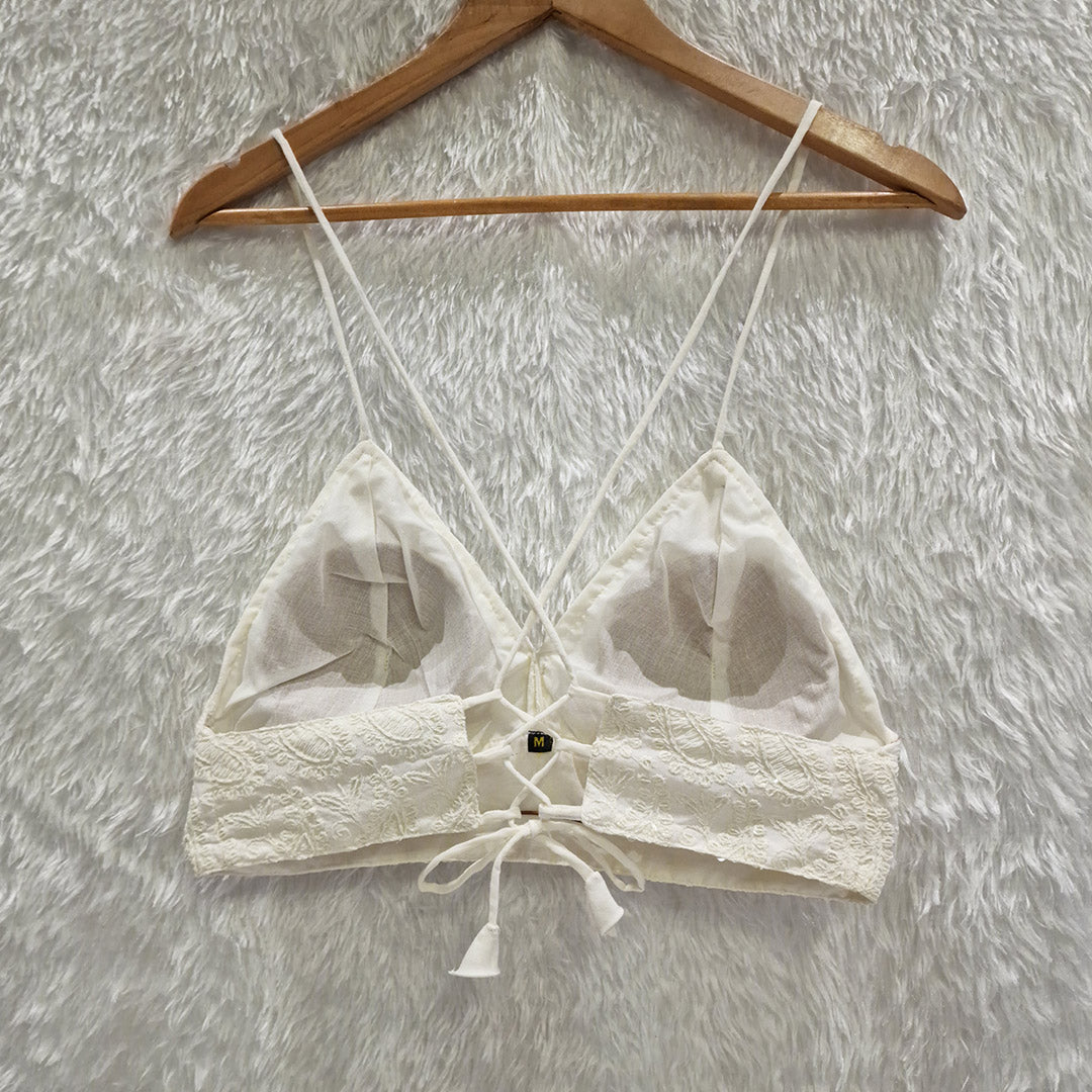 Combo of Orange Gold Hakoba Shirt and Biege Chikan Cotton Bra