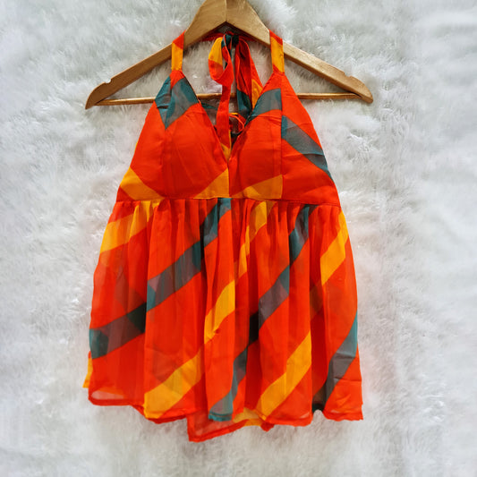 Laheriya Print Halter Neck Chiffon Padded Top