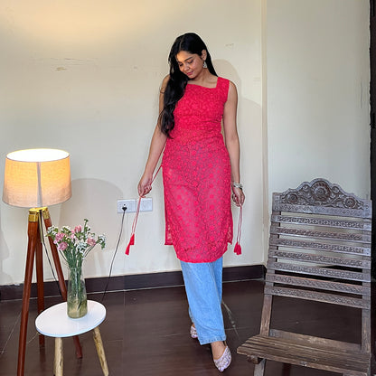 Bodyfit Side Tassel Long Kurti