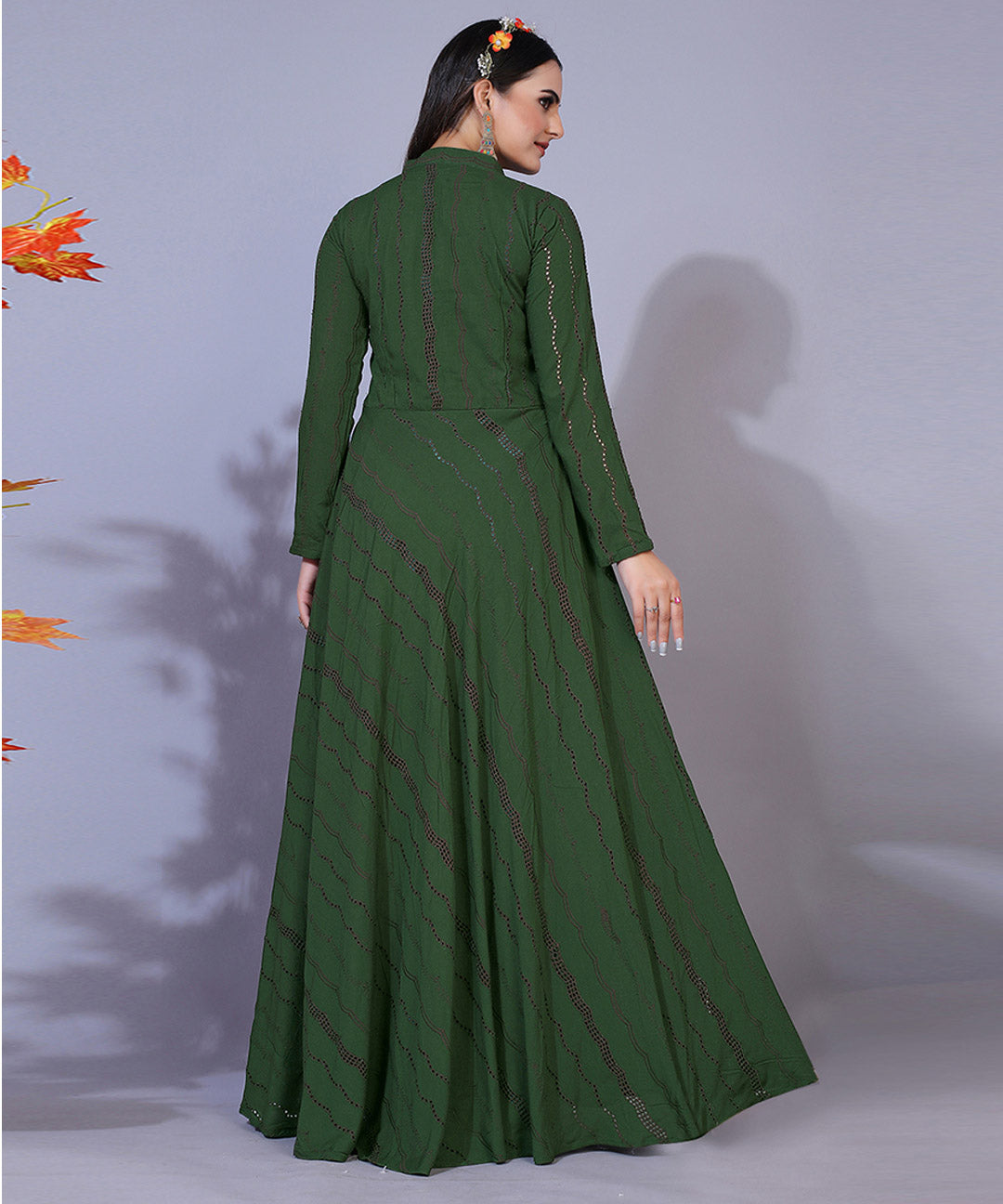 Green maxi partywear gown, perfect for elegant and festive occasions.