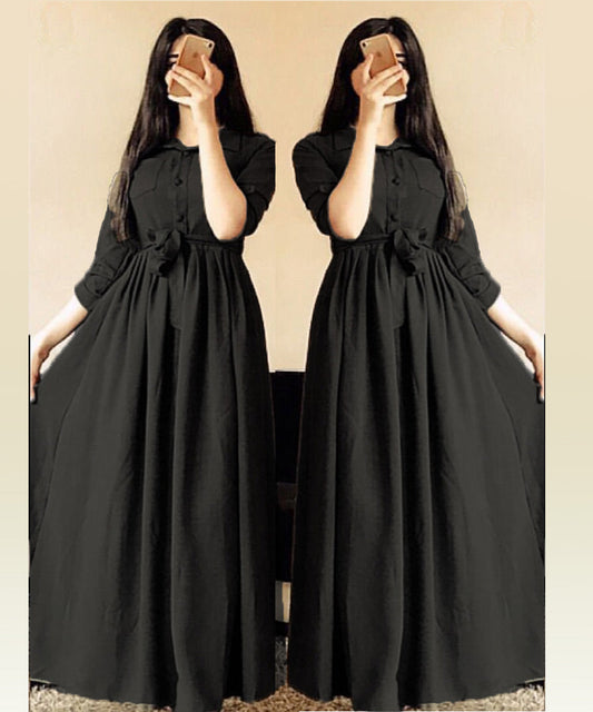 Jazzy black linen silk designer wear western gown, showcasing sophistication and style.