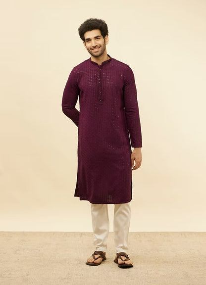 Men Purple Chikankari Kurta
