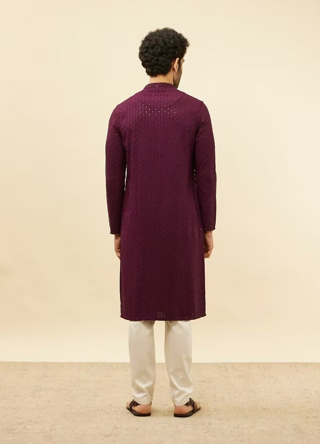 Men Purple Chikankari Kurta