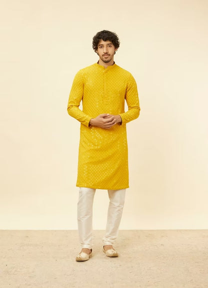Men Yellow Chikankari Kurta