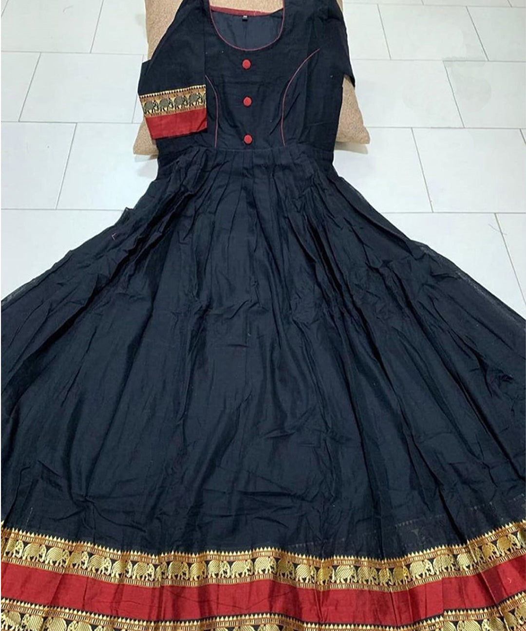 Observable black partywear satin silk gown with trendy print, perfect for stylish occasions.