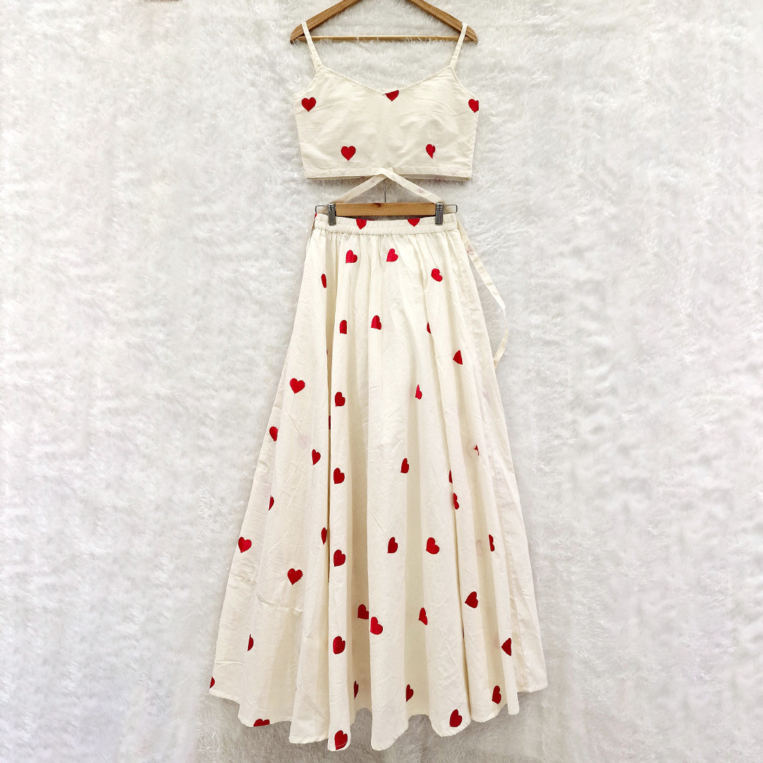 Heart Embrodiered Ready To Wear Lahenga Choli