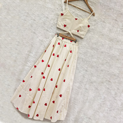 Heart Embrodiered Ready To Wear Lahenga Choli