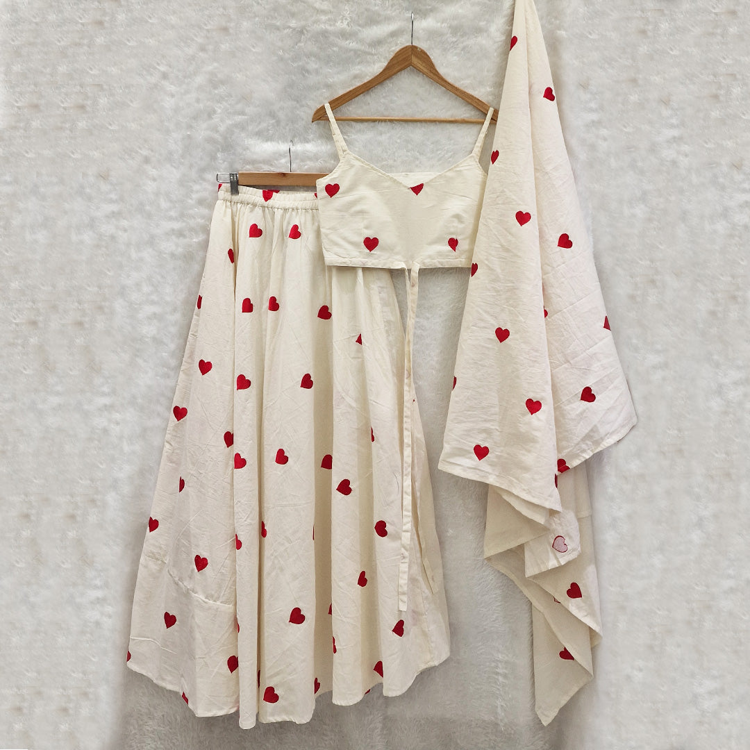 Heart Embrodiered Ready To Wear Lahenga Choli