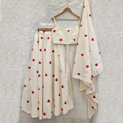 Heart Embrodiered Ready To Wear Lahenga Choli