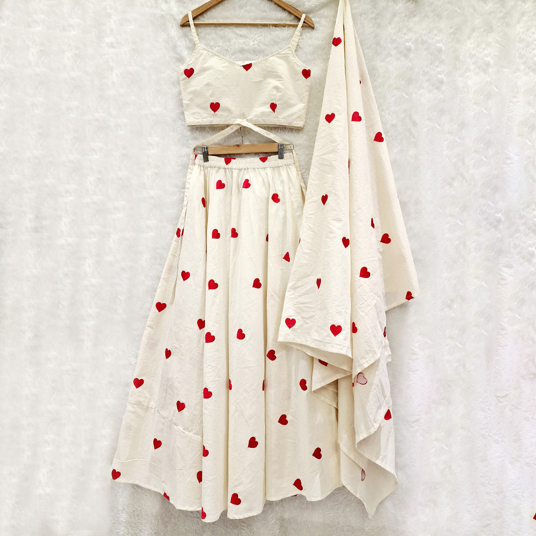 Heart Embrodiered Ready To Wear Lahenga Choli