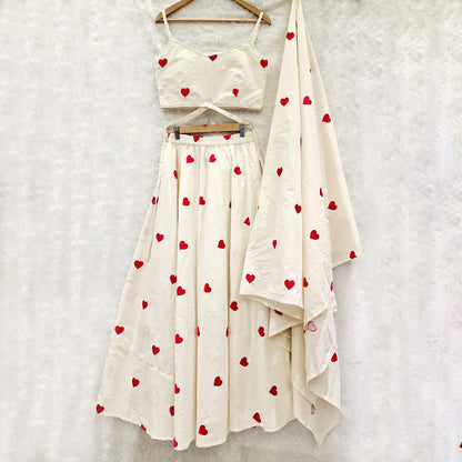 Heart Embrodiered Ready To Wear Lahenga Choli