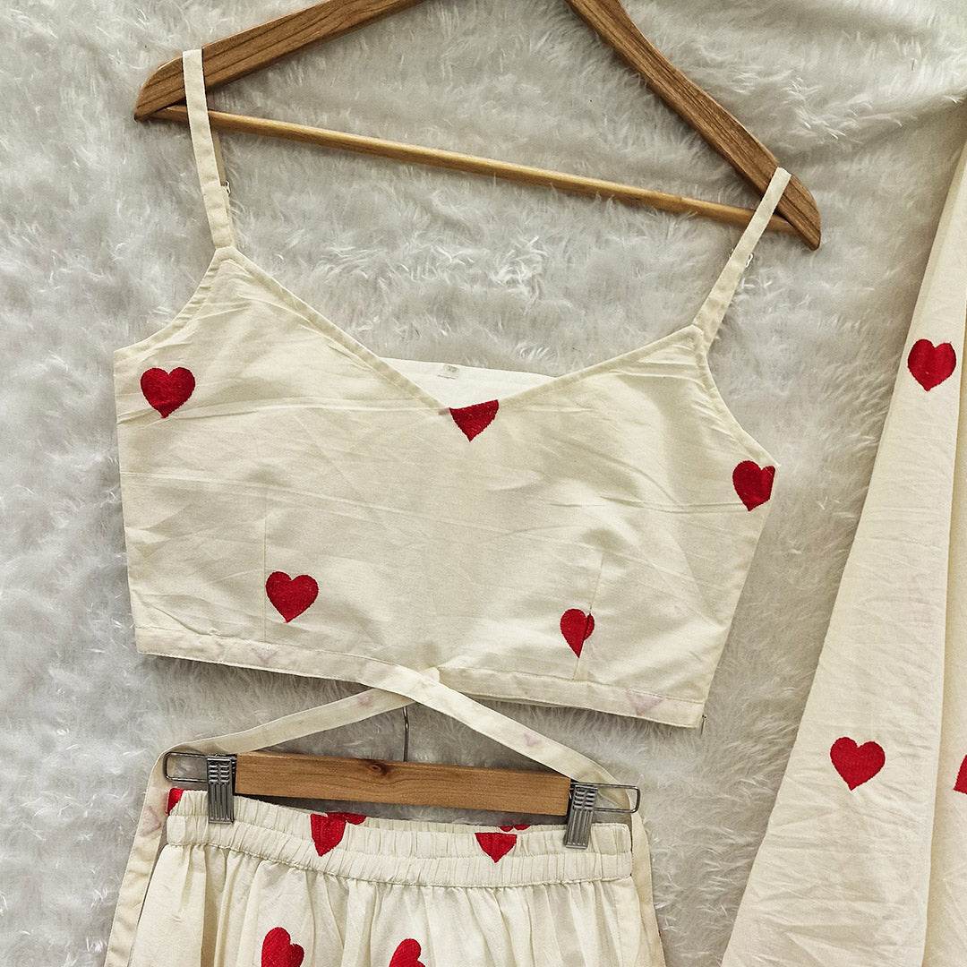 Heart Embrodiered Ready To Wear Lahenga Choli