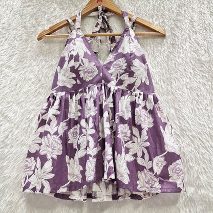 Lavender Flower Halter Neck Cotton Removable Padded Top