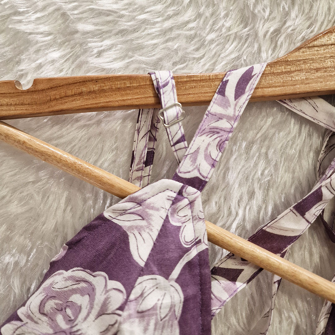 Lavender Flower Halter Neck Cotton Removable Padded Top