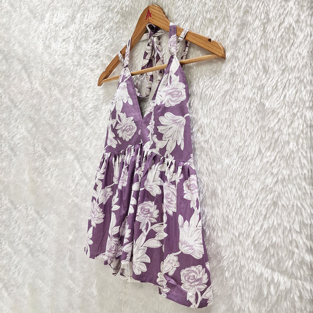 Lavender Flower Halter Neck Cotton Removable Padded Top