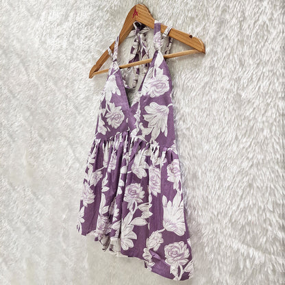Lavender Flower Halter Neck Cotton Removable Padded Top