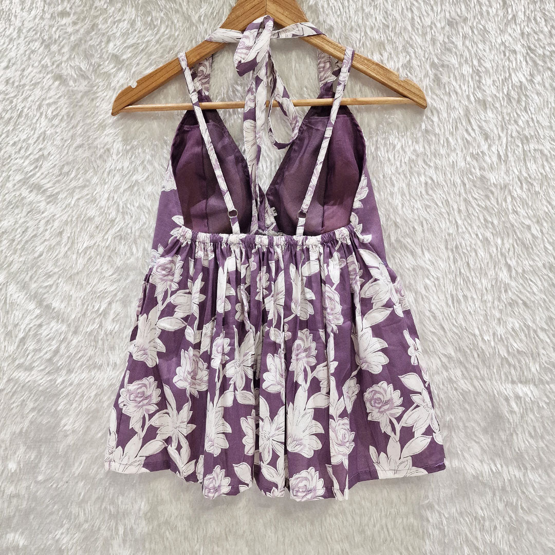 Lavender Flower Halter Neck Cotton Removable Padded Top