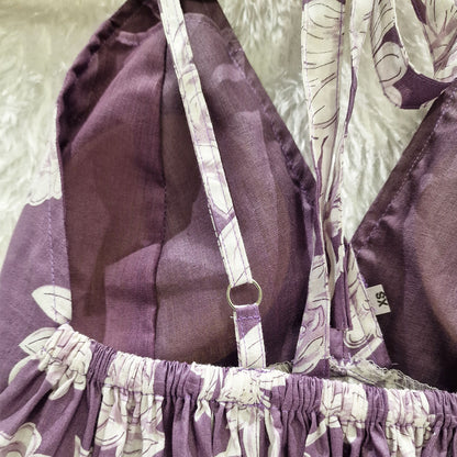 Lavender Flower Halter Neck Cotton Removable Padded Top