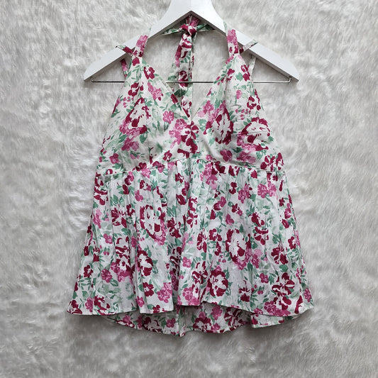 Multy Color Floral Printed Halter Neck Cotton Removable Padded Top