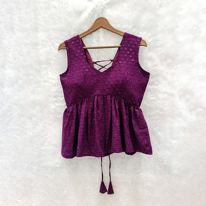 Purple Cotton Chikankari Top