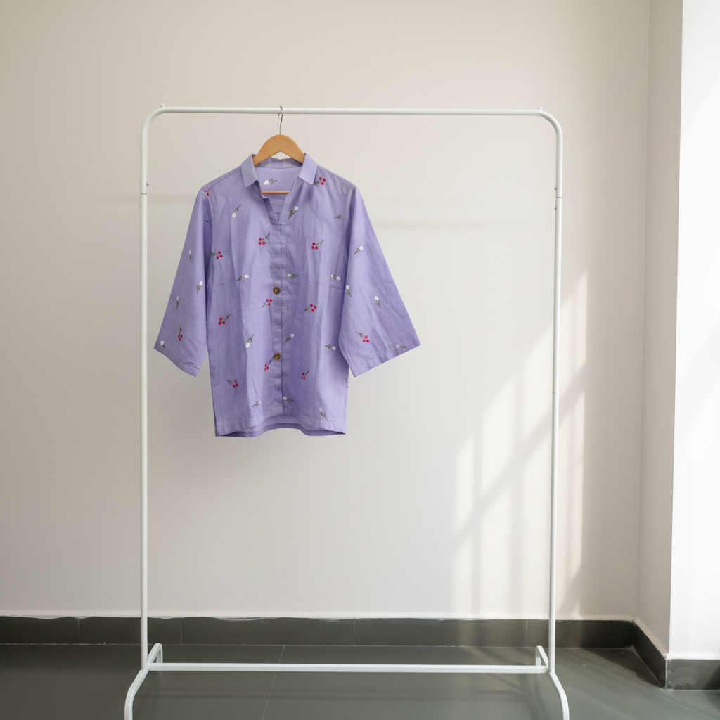 Lavender Cotton Embroidered Co-Ord Set