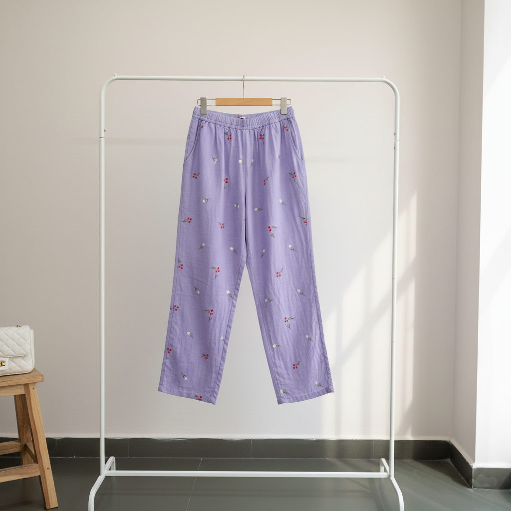 Lavender Cotton Embroidered Co-Ord Set