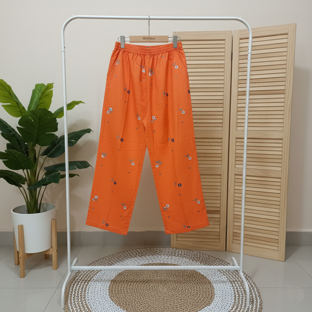 Orange Cotton Embroidered Co-Ord Set